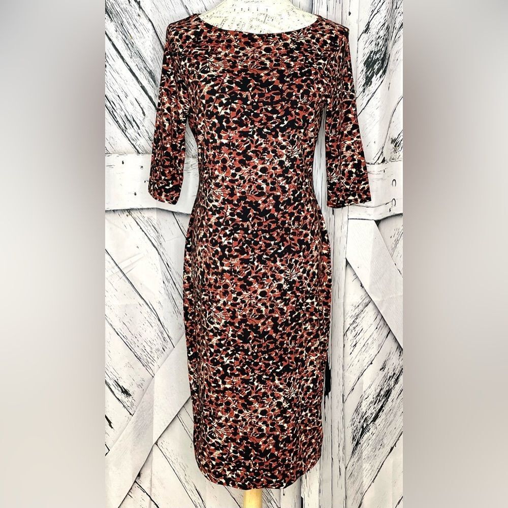 NWOT Peruvian Connection Leafy Print Fitted Pima Cotton Lycra Size M